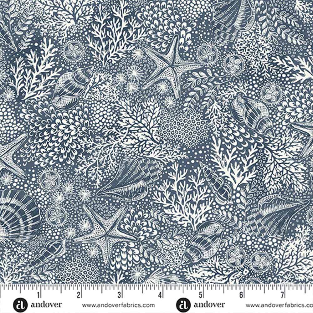 Andover Fabrics - High Tide by Makower - Reef - Dark Blue Yardage: Your Coastal Escape in Fabric!