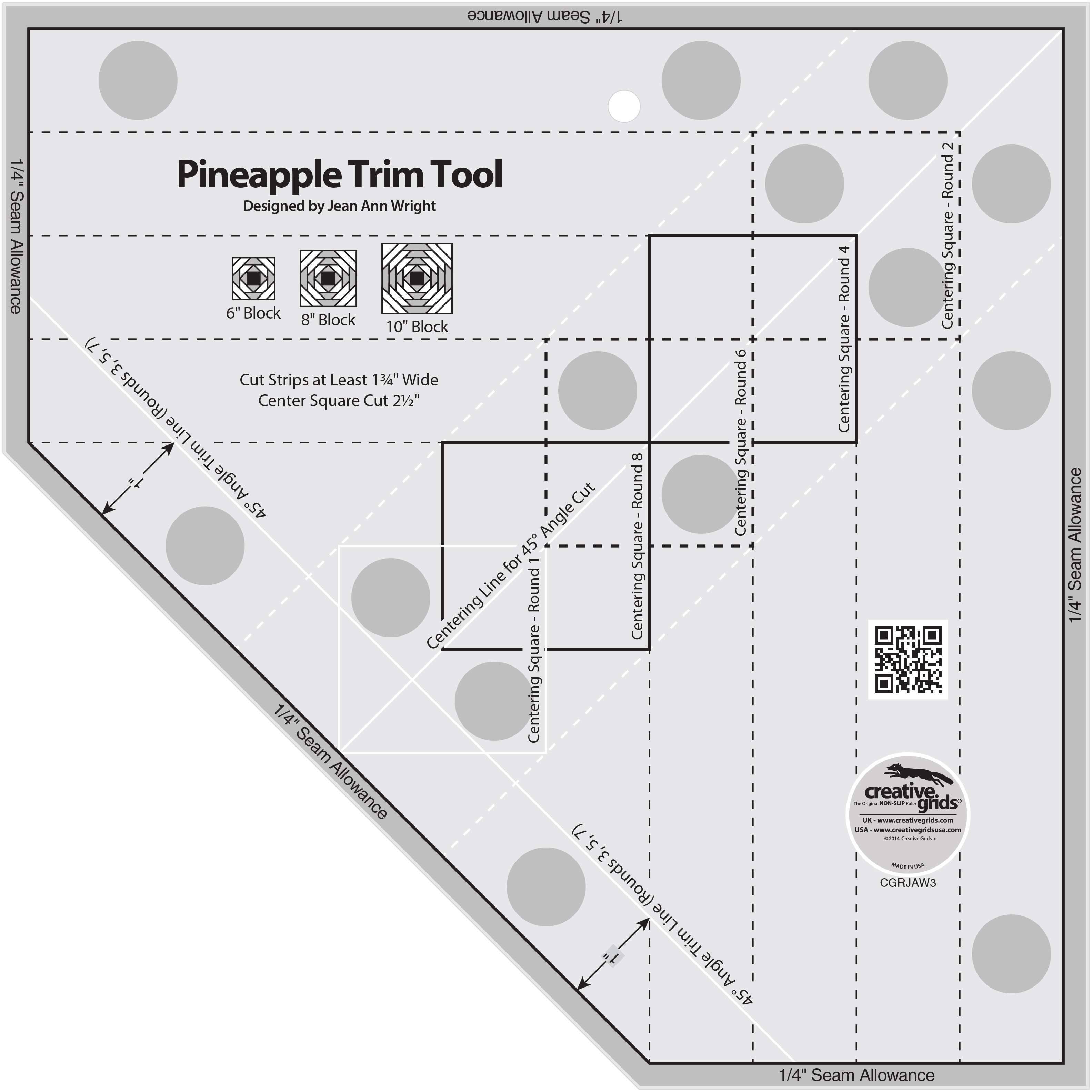 Get Your Creative Grids Pineapple Trim Tool for Perfect 6, 8, or 10-Inch Finished Blocks!