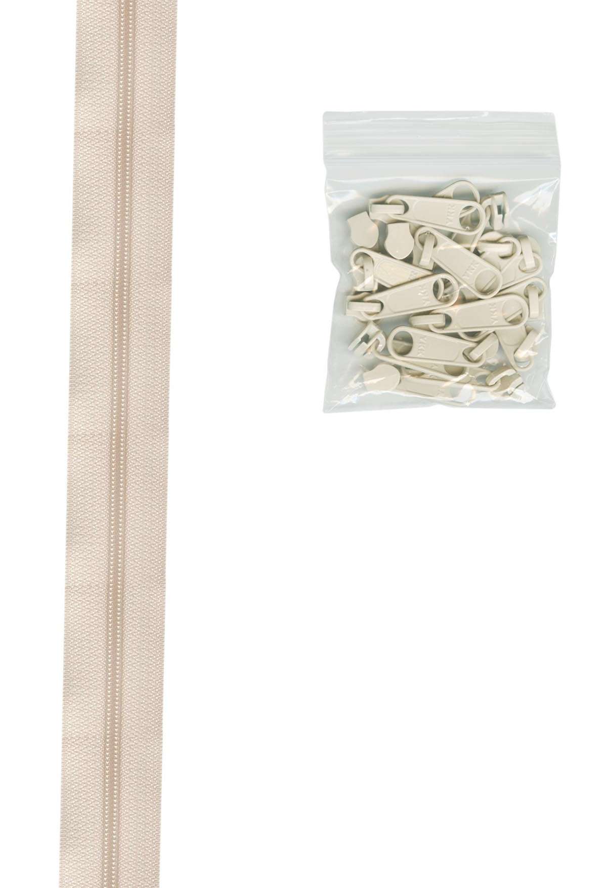 Gorgeous Ivory 16mm #4.5 Zipper Chain (4 Yards) with 16 Extra-Large Coordinated Pulls - Grab Yours Now!