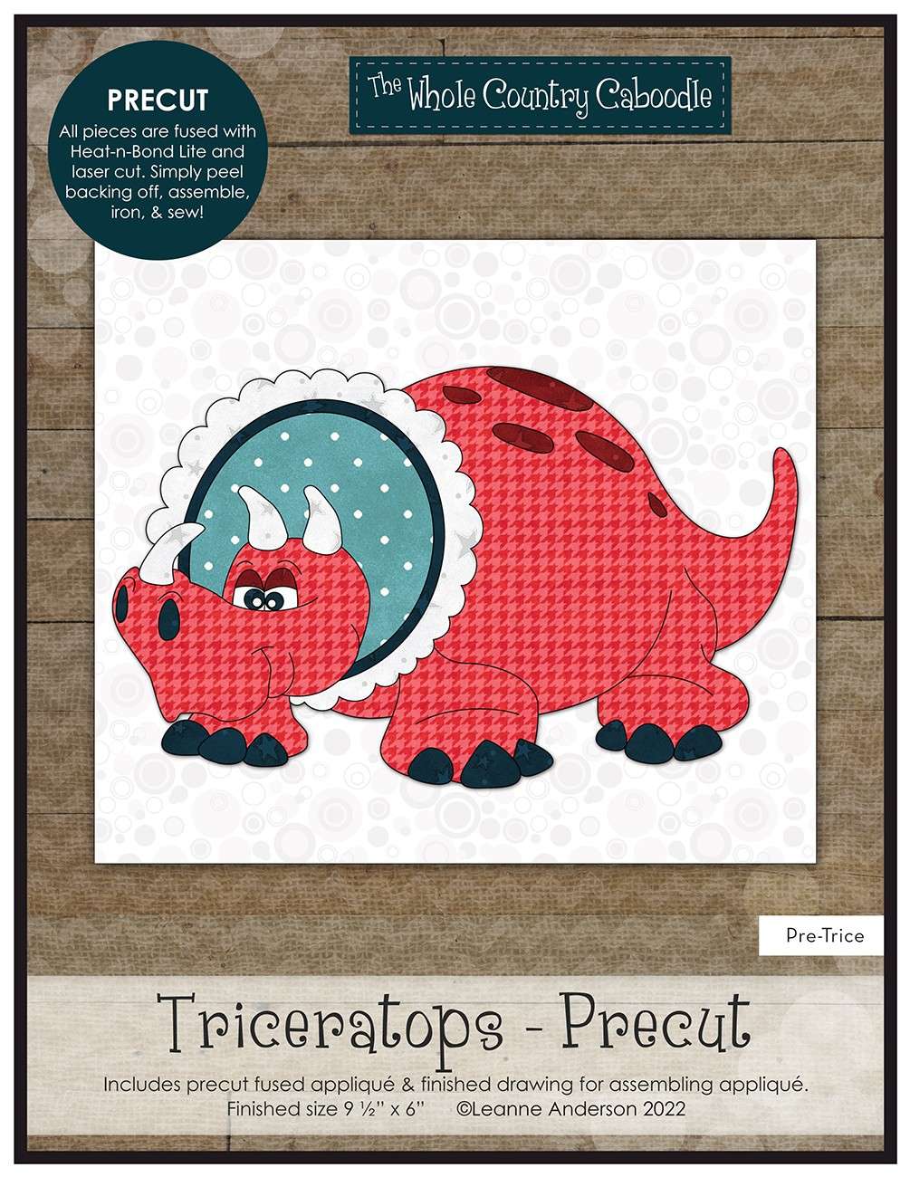 Triceratops Thrilling Precut Fused Applique Pack