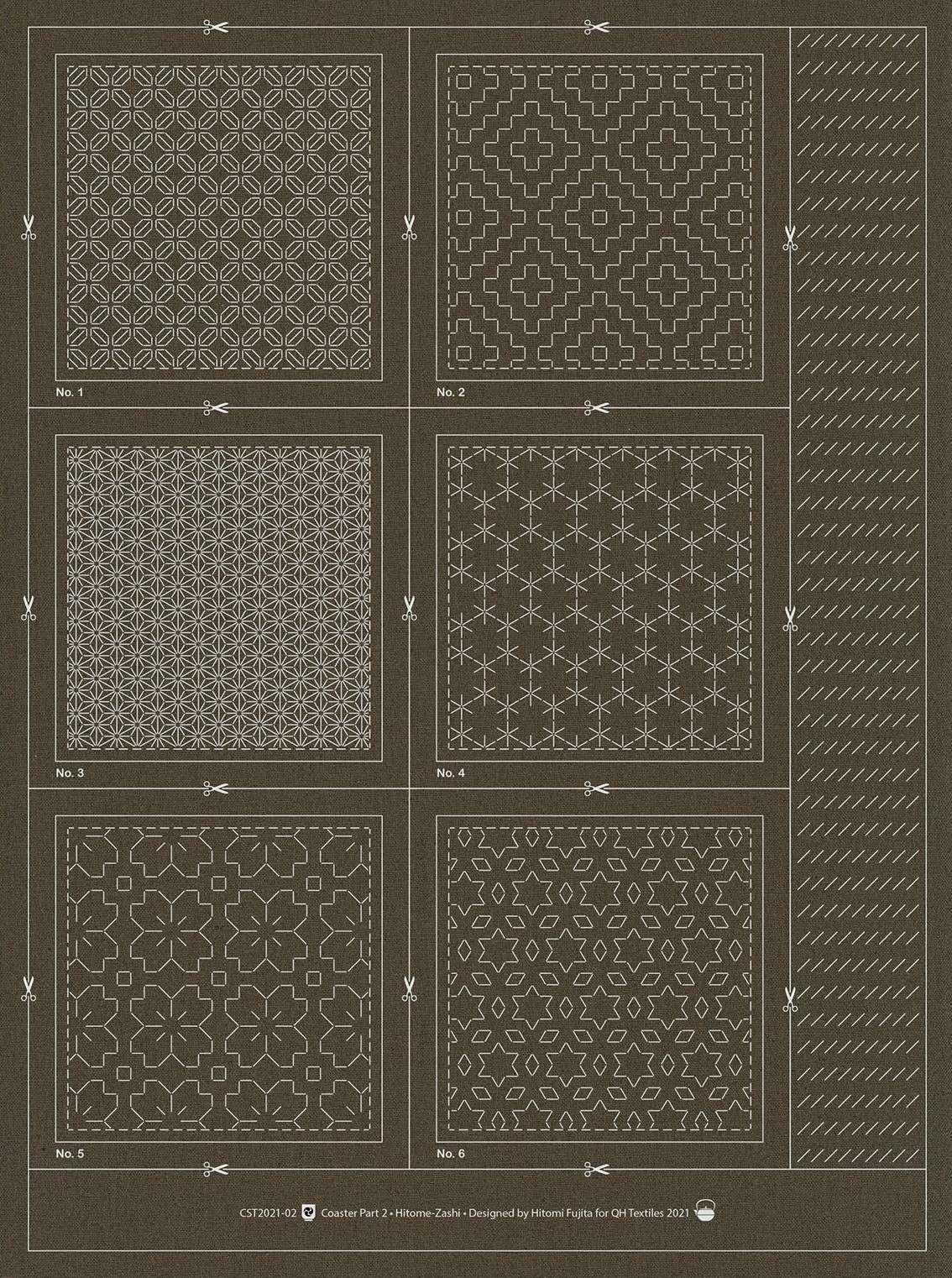 Eye - Catching Hitome - Zashi Coaster Pattern 2 Slate