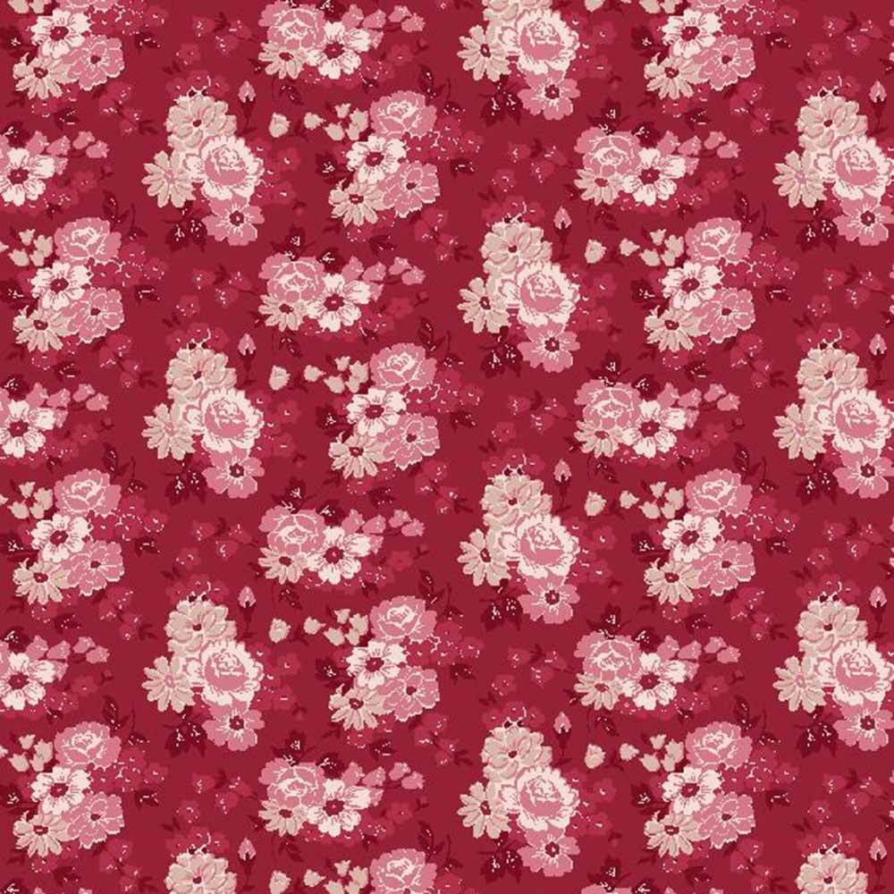 Wilmington Prints - Kaye England's Blushing Blooms Floral Red Yardage: A Must-Have!