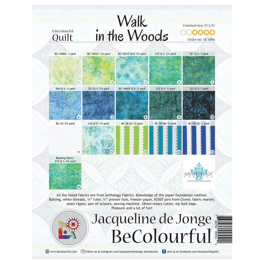 Jacqueline de Jong's Enchanting Walk in the Woods Paper Pieced Quilt Pattern
