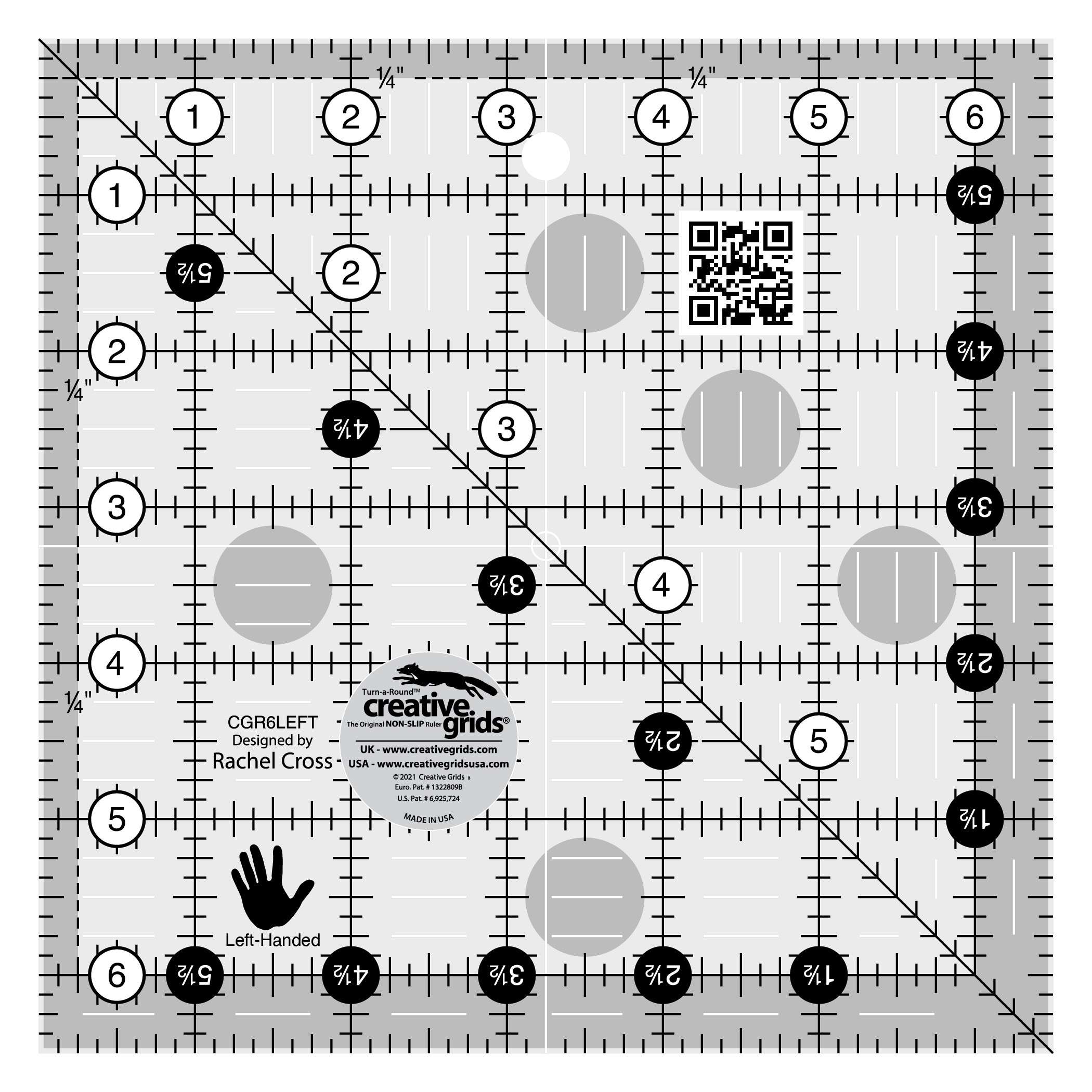 Creative Grids Left-Handed 6.5-Inch Square Quilt Ruler: A Game-Changer for Lefties!