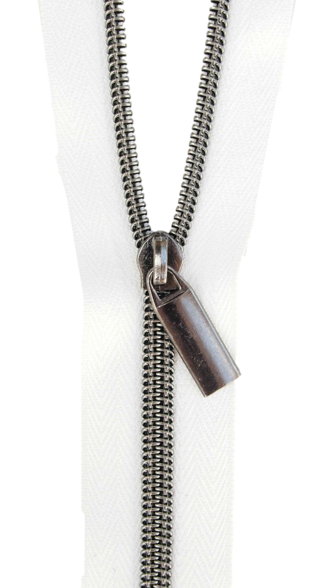 Gorgeous Yard-Long White Tape #5 Zippers with Gunmetal Teeth - Get Yours Now!