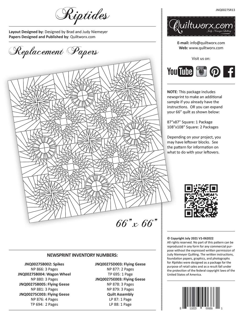 Riptides Stunning Replacement Papers for Quilting
