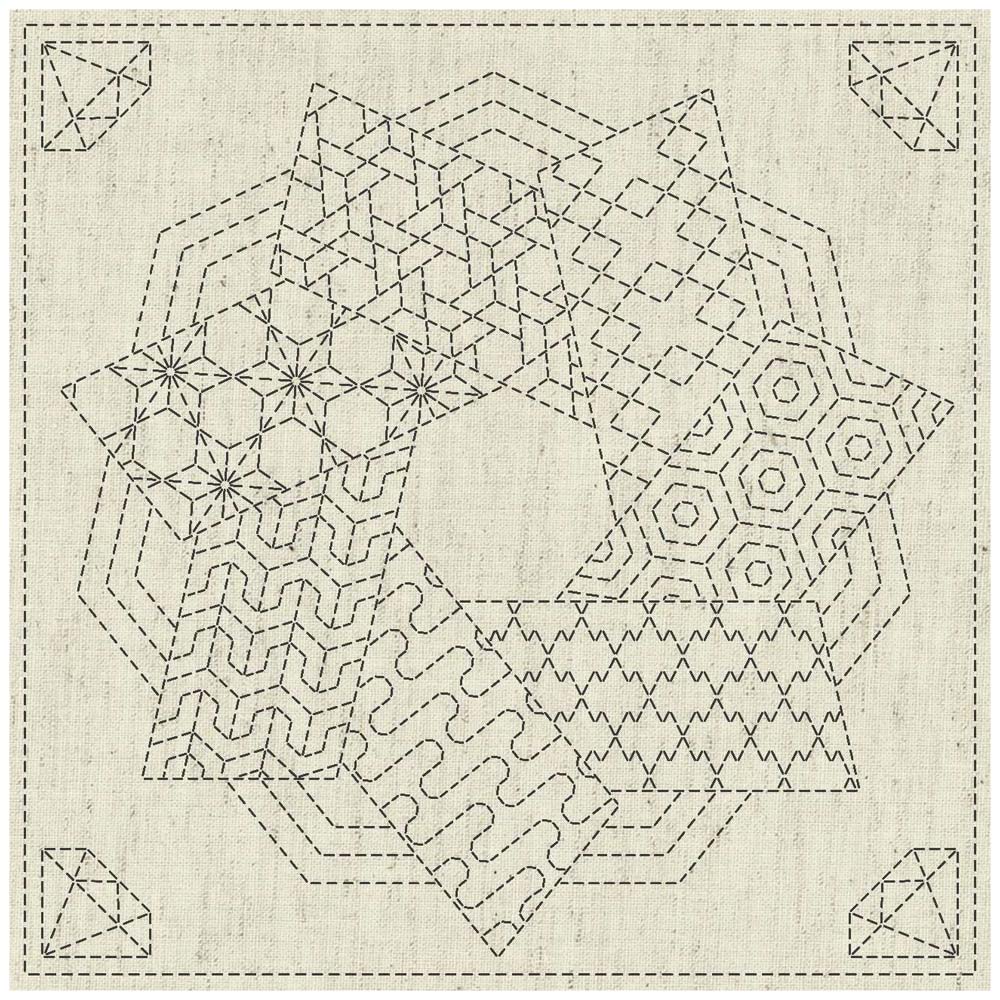 Enchanting Sashiko Pattern Cloth Kaza - Guruma 4
