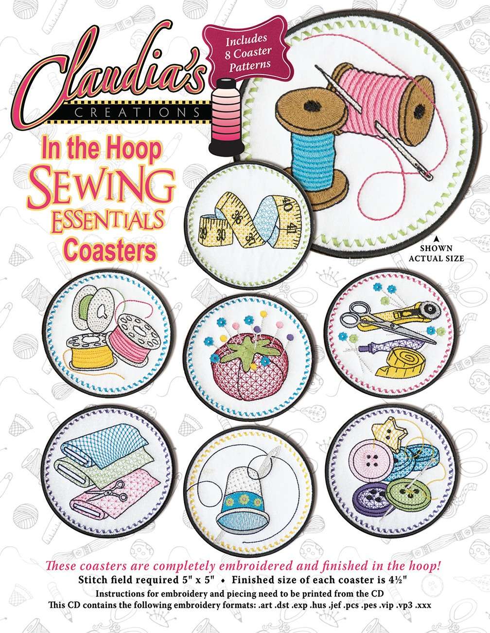 Claudia Dinnell's Enchanting In The Hoop Sewing Coasters Pattern