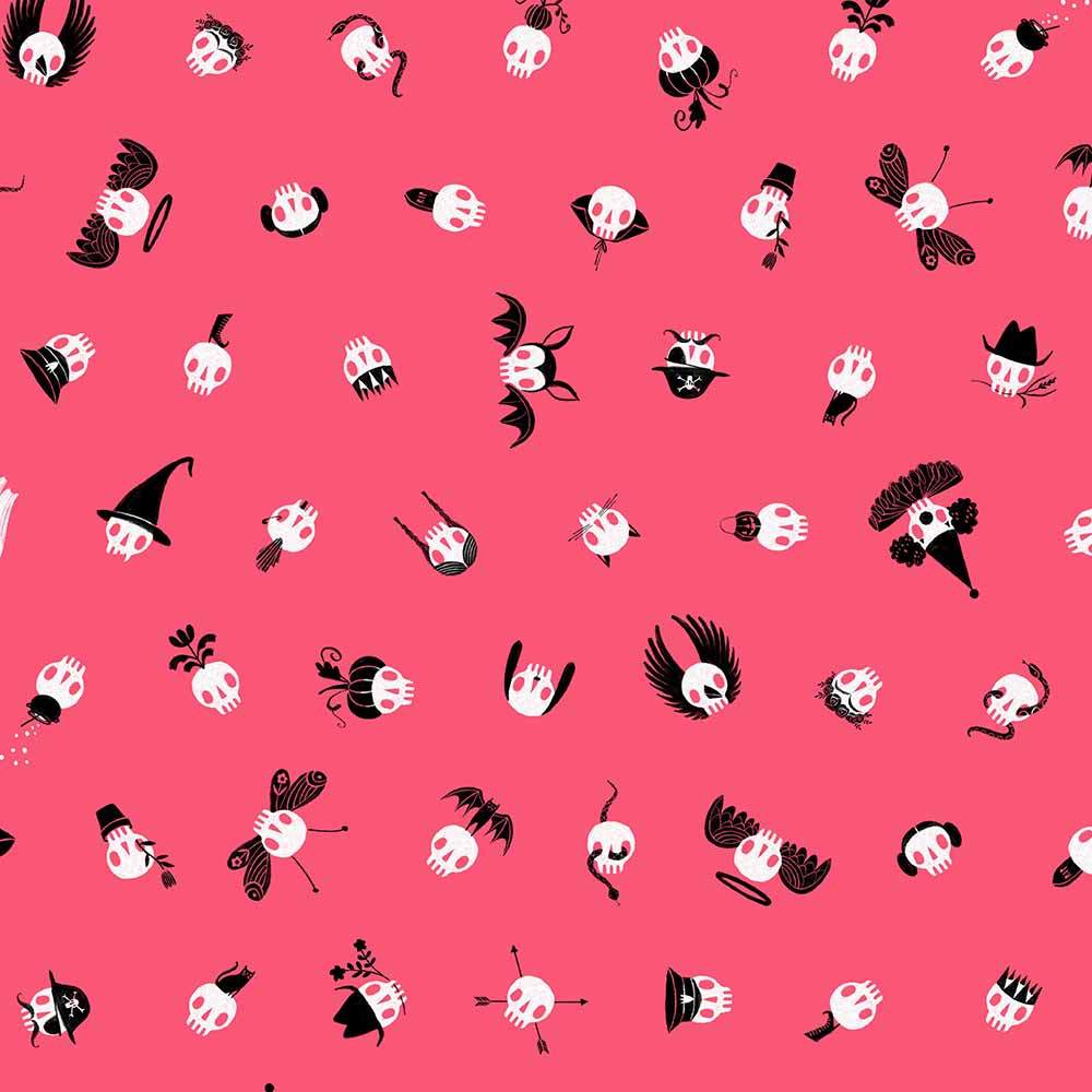 FreeSpirit's Pretty Creepy Dress Up Pink Yardage by Cori Dantini - A Must - Have!