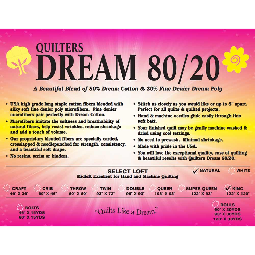 Quilter's Dream - Natural 80/20 Select King-Size Batting (122 x 120)