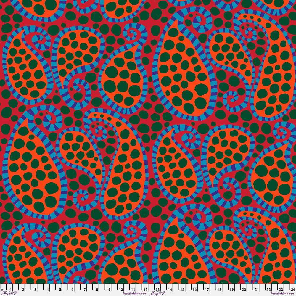 FreeSpirit - Brandon Mably's Paisley Dot in Red from Kaffe Fassett Collective - Yardage of Colorful Fabric