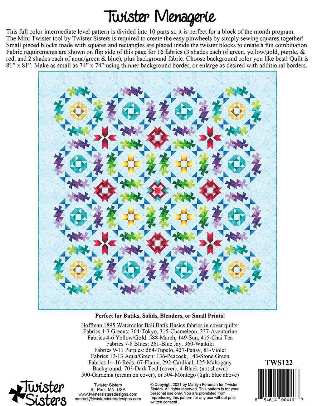 Twister Menagerie BOM Pattern - Exclusive Pattern Only