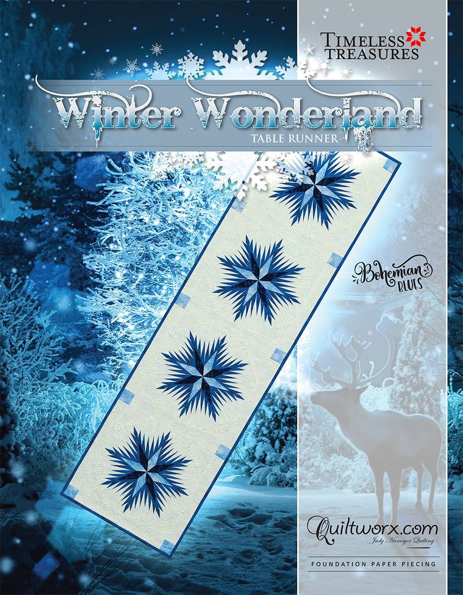 Enchanting Winter Wonderland Snow Flakes Table Runner Pattern - Updated by Judy Niemeyer