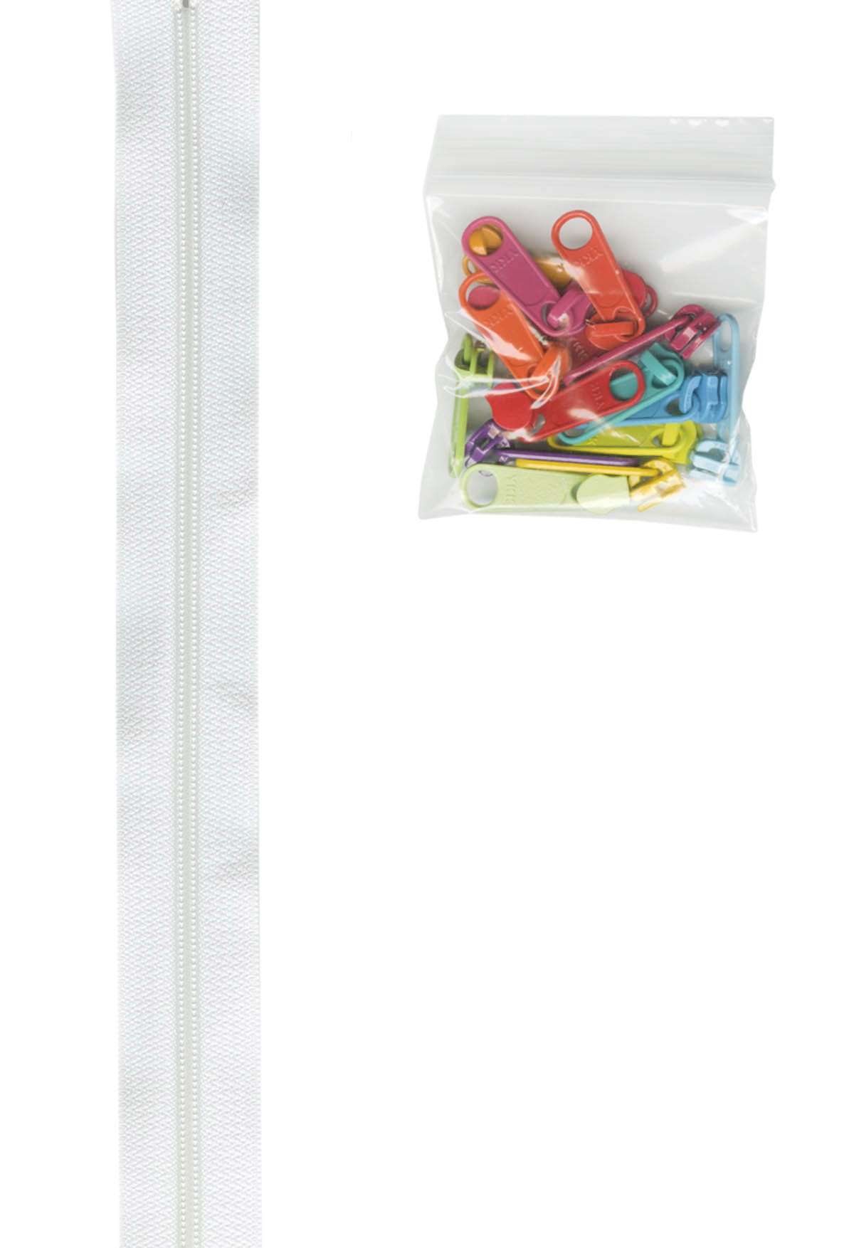 4 Yards of 16mm #4.5 White Zipper Chain with 16 Ex-Large Multicolored Pulls - Unleash Your Creativity!