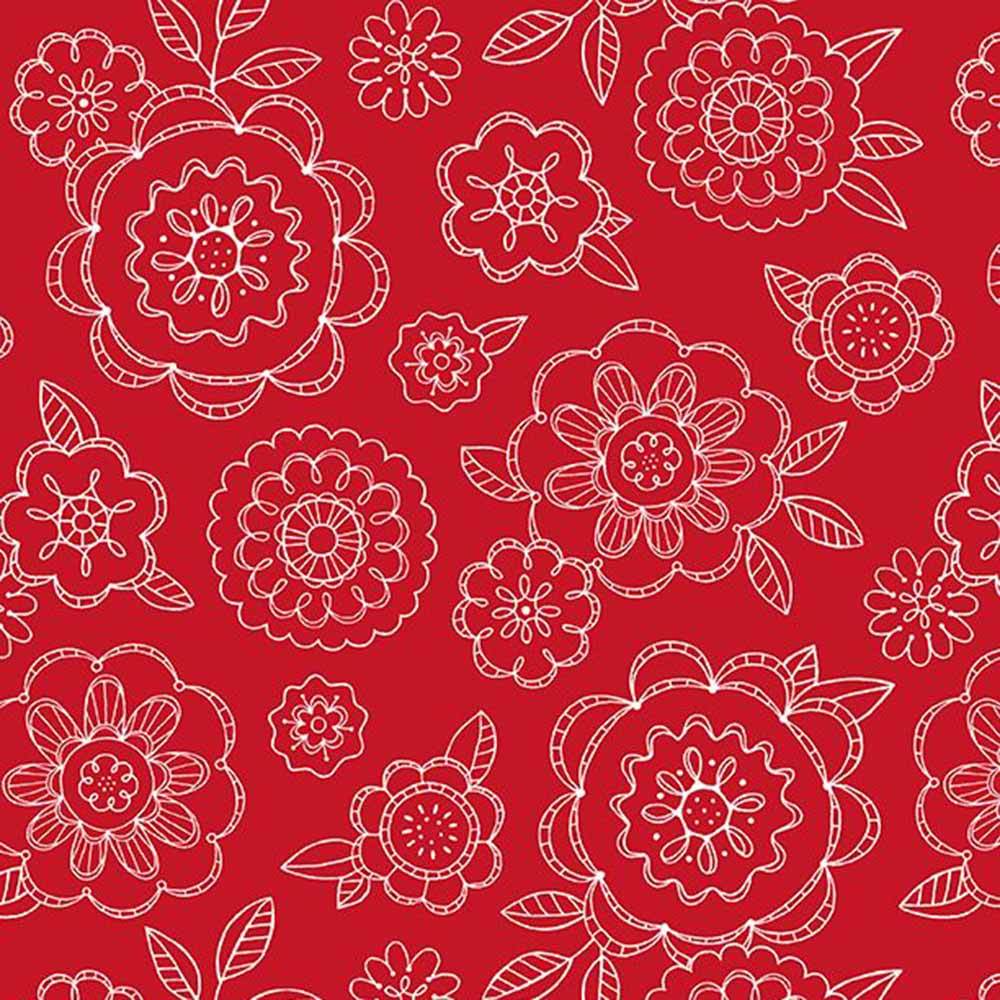 Don't Miss! Wilmington Prints' Colors Of Summer By Jackie Decker - Stunning Large Floral Red Yardage