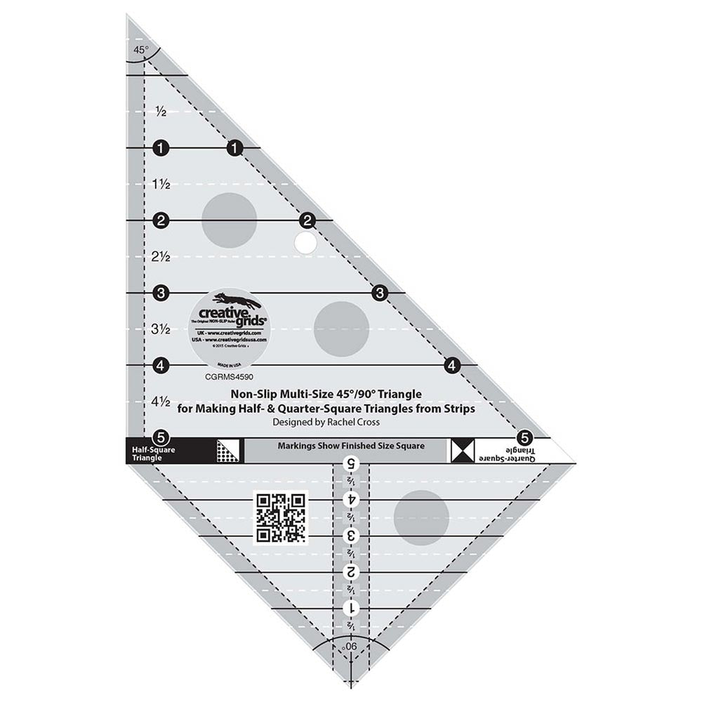 Creative Grids Multi-Size Triangle Quilt Ruler: 45 & 90 Degrees