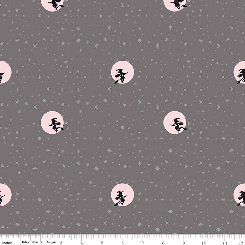 Riley Blake's Spooky Schoolhouse - Melissa Mortenson's Starry Night Gray Fabric Yardage
