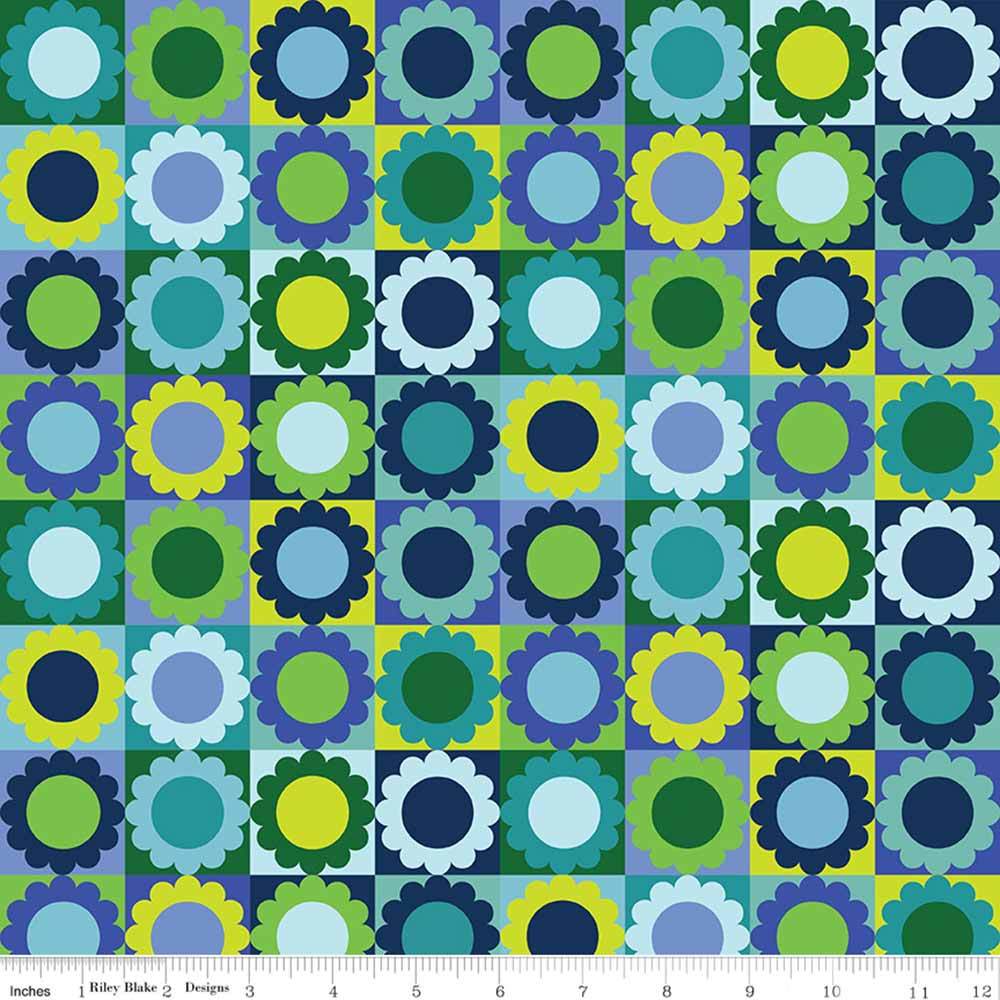 Riley Blake - Copacetic by Julia Frazier - Blueberry Flower Pie Blue Yardage: A Whimsical Fabric Delight!