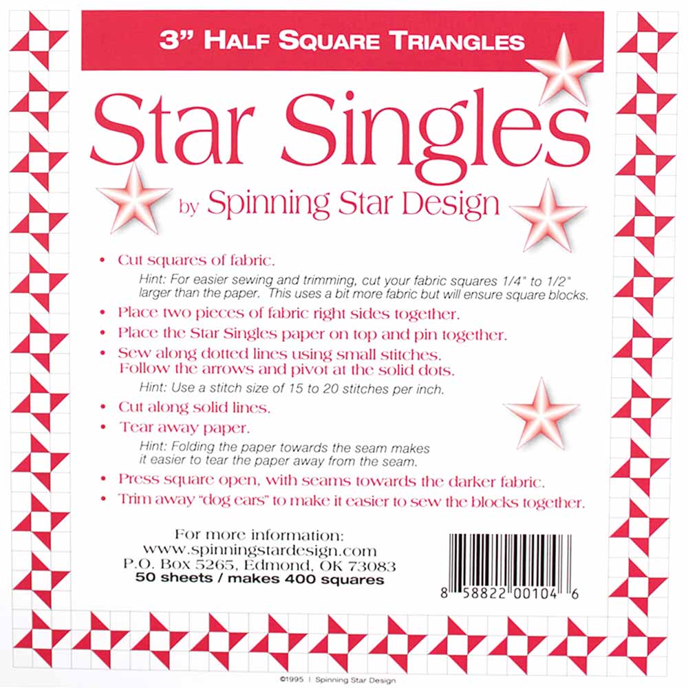 3.0 Finished Star Singles: Half Square Triangle Papers with Spinning Star Designs - Your Quilting Dream Come True!