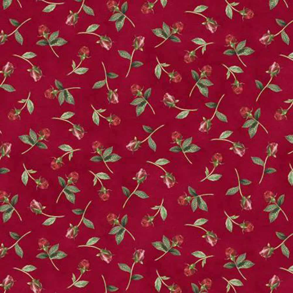Wilmington Prints - Daydream Garden - Tim Coffey - Rose Bud Toss - Burgundy - Yardage: A Dreamy Floral Fabric!