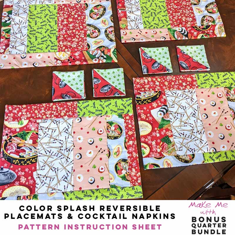 Color Splash Reversible Placemats & Cocktail Napkins - 8-Piece Bonus Bundle Pattern