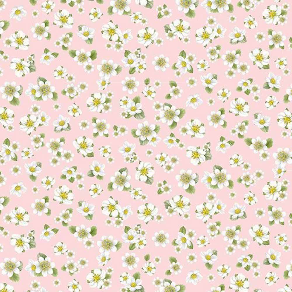 Timeless Treasures - Berry Sweet Strawberry Blossoms Pink Yardage: A Sweet Spring & Summer Delight