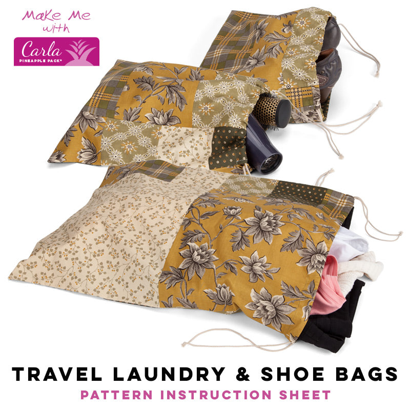 Carla Pineapple Pack Pattern Travel Laundry and Shoe Bags - Stylish Travel Essential