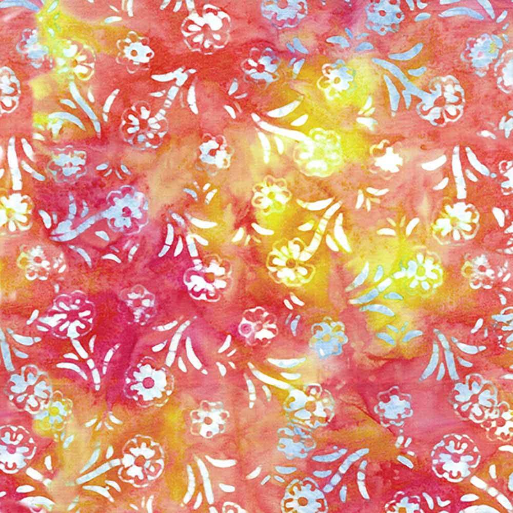 Island Batiks Fleur - Multi Pink Orange Sunset Yardage: A Stunning Fabric Delight!