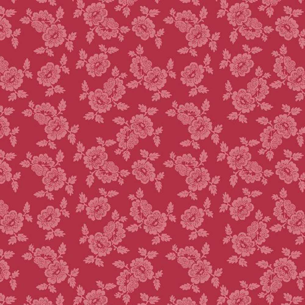 Wilmington Prints - Blushing Blooms by Kaye England: Stunning Red Bloomed Flowers Yardage