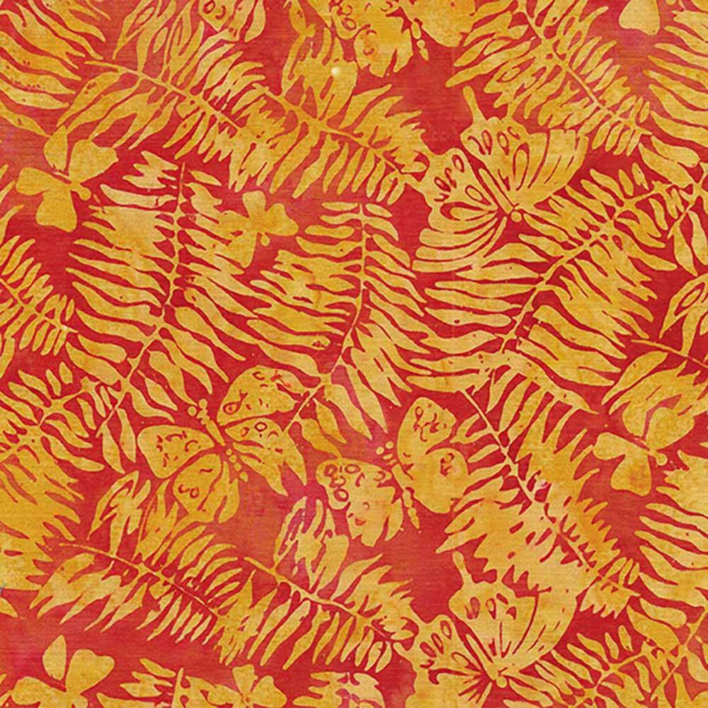 Island Batiks - Stunning Butterfly Fern Orange Copper Yardage