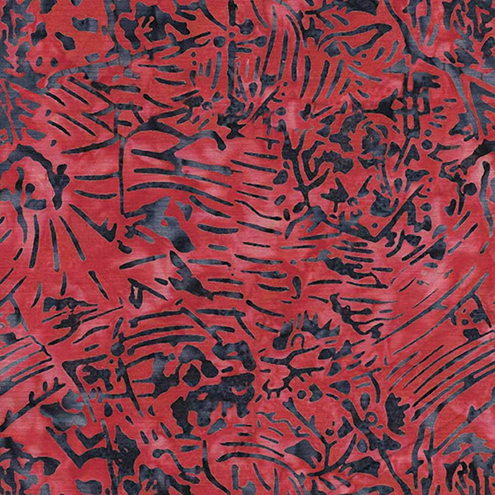 Island Batiks - Stunning Floral Vines in Red Cranberry - Yardage