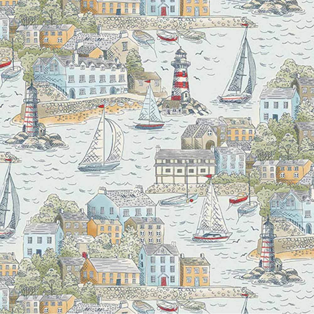 Andover Fabrics - High Tide by Makower - Harbour View in Light Blue - Per Yard