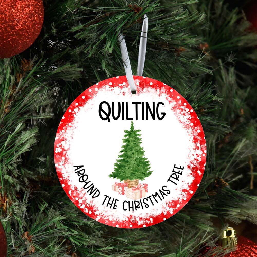 Festive Quilting Christmas Tree Metal Ornament