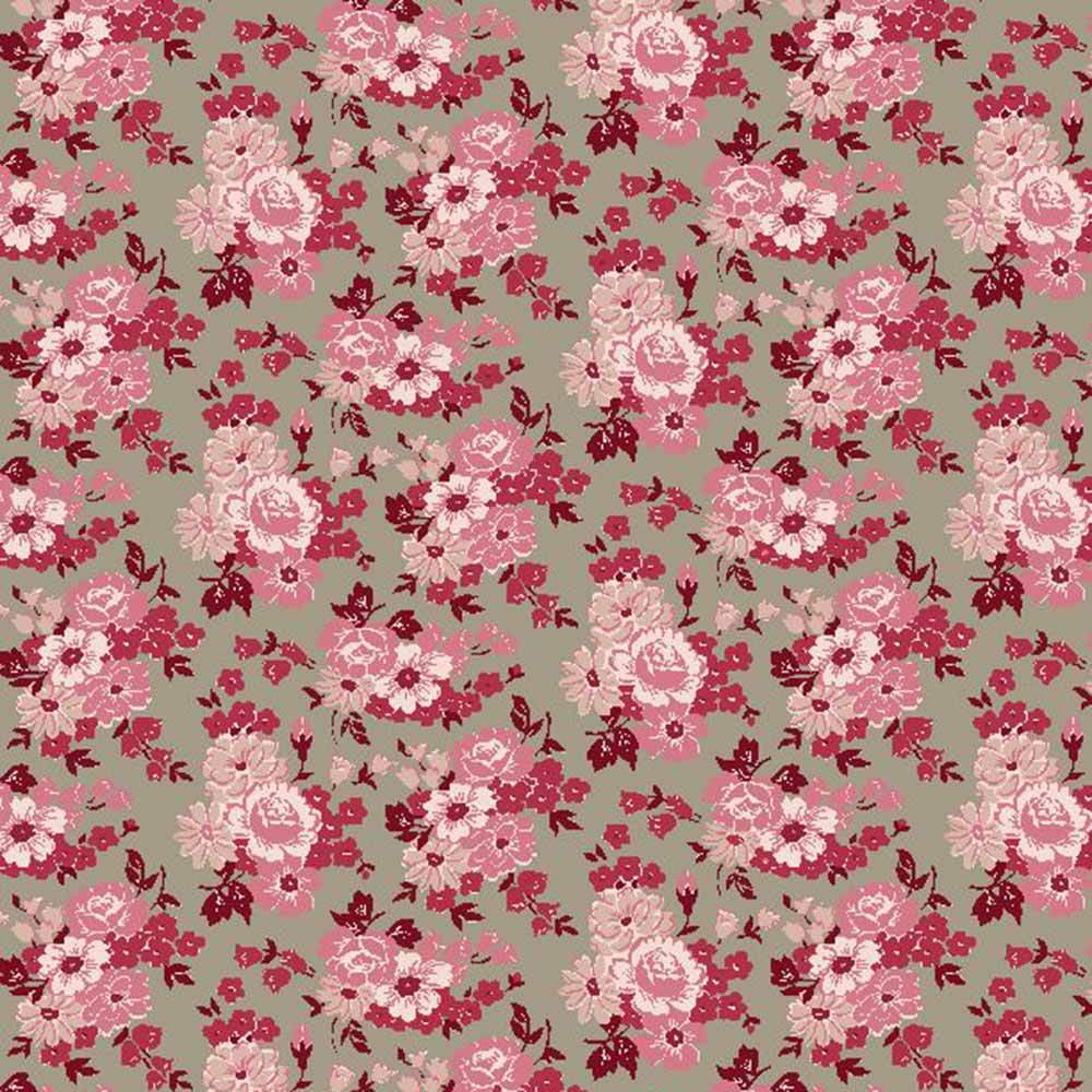 Wilmington Prints - Blushing Blooms by Kaye England - Enchanting Floral Yardage in Dark Beige