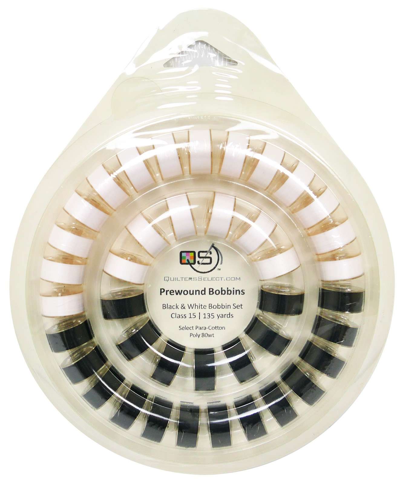 Premium Prewound Class 15 Bobbins - 40ct Set in Stunning Black and White with Bobbin Ring