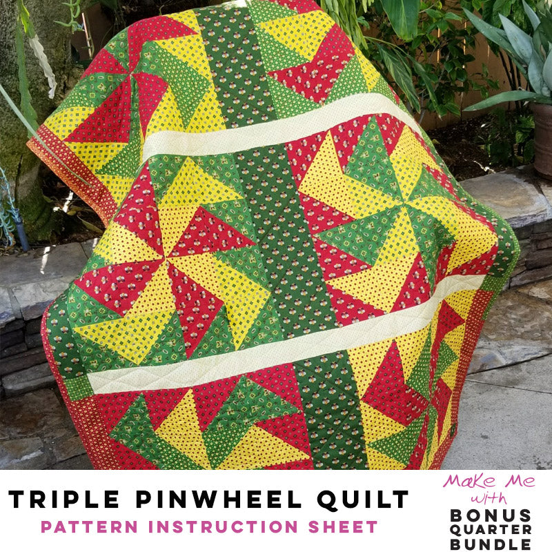 Triple Pinwheel Quilt - Exclusive 10-Piece Bonus Quarter Bundle Pattern