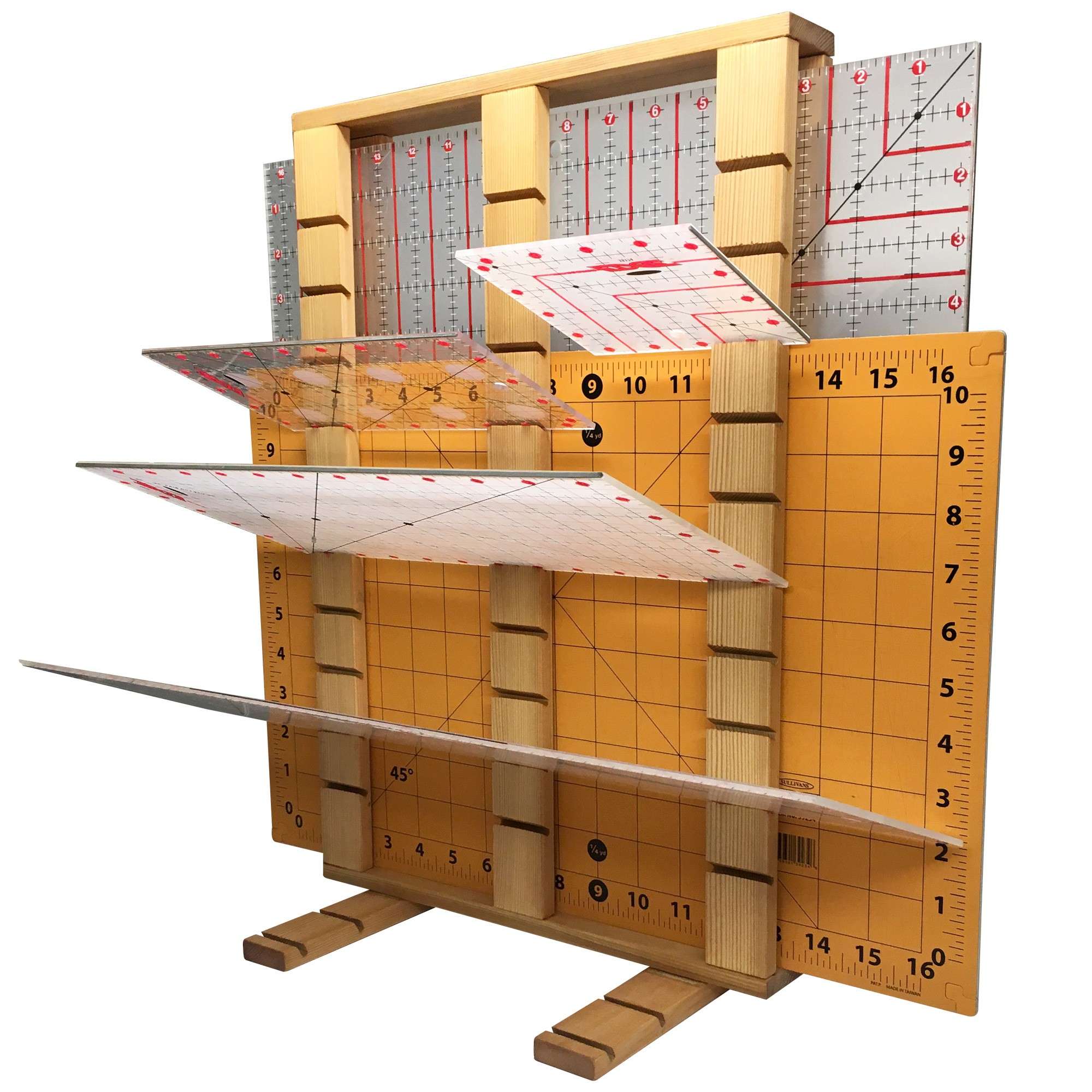 Stylish Wooden Ruler and Tool Organizer Rack