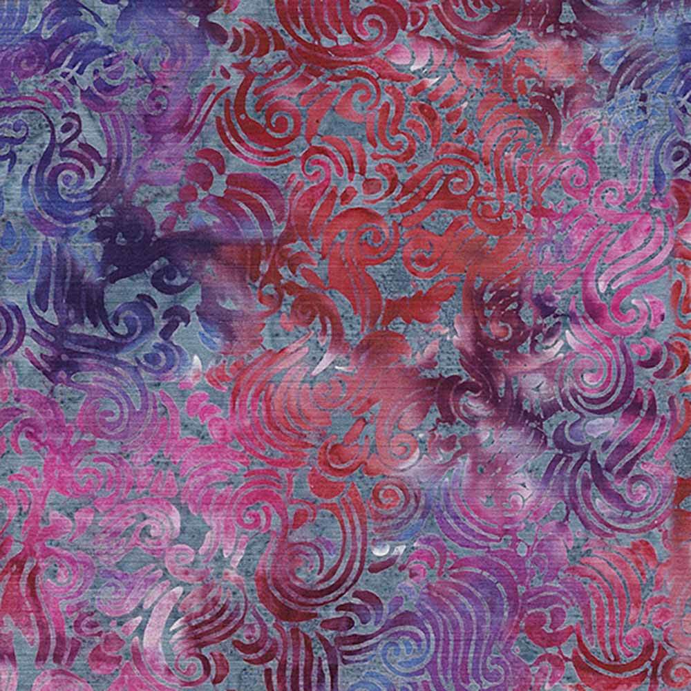 Island Batiks - Enchanting Multi Purple Pink Iris Swirls Yardage