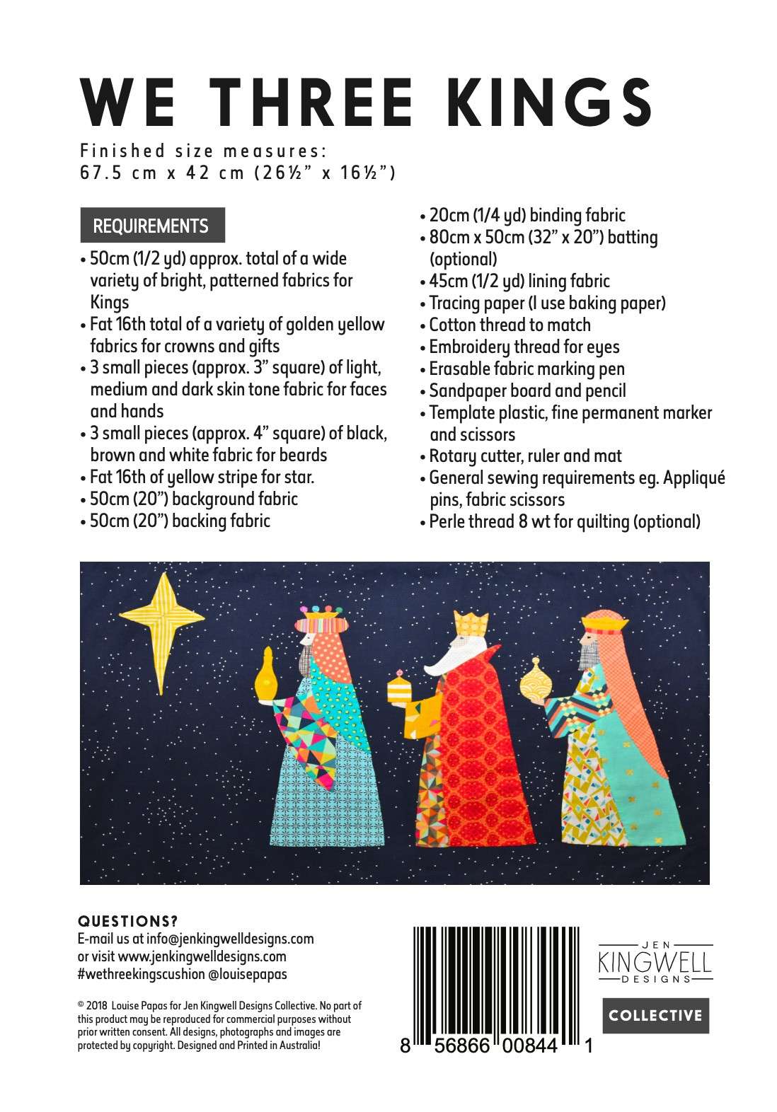 Enchanting We Three Kings Christmas Pillow Pattern