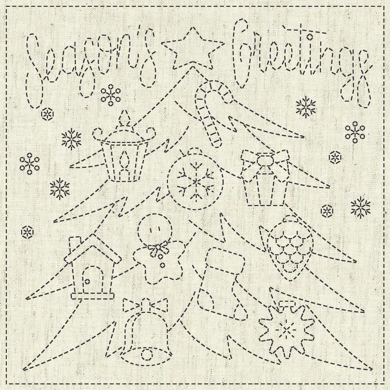 Sensational Season's Greetings Mini Sashiko Cloth