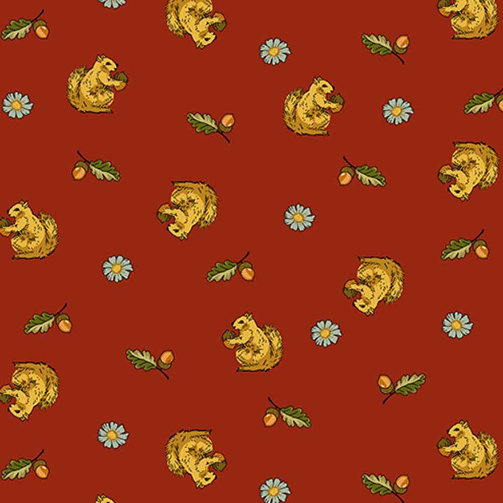 Andover Fabrics Gathering Squirrel Rust Yardage - Perfect for Autumn Projects!