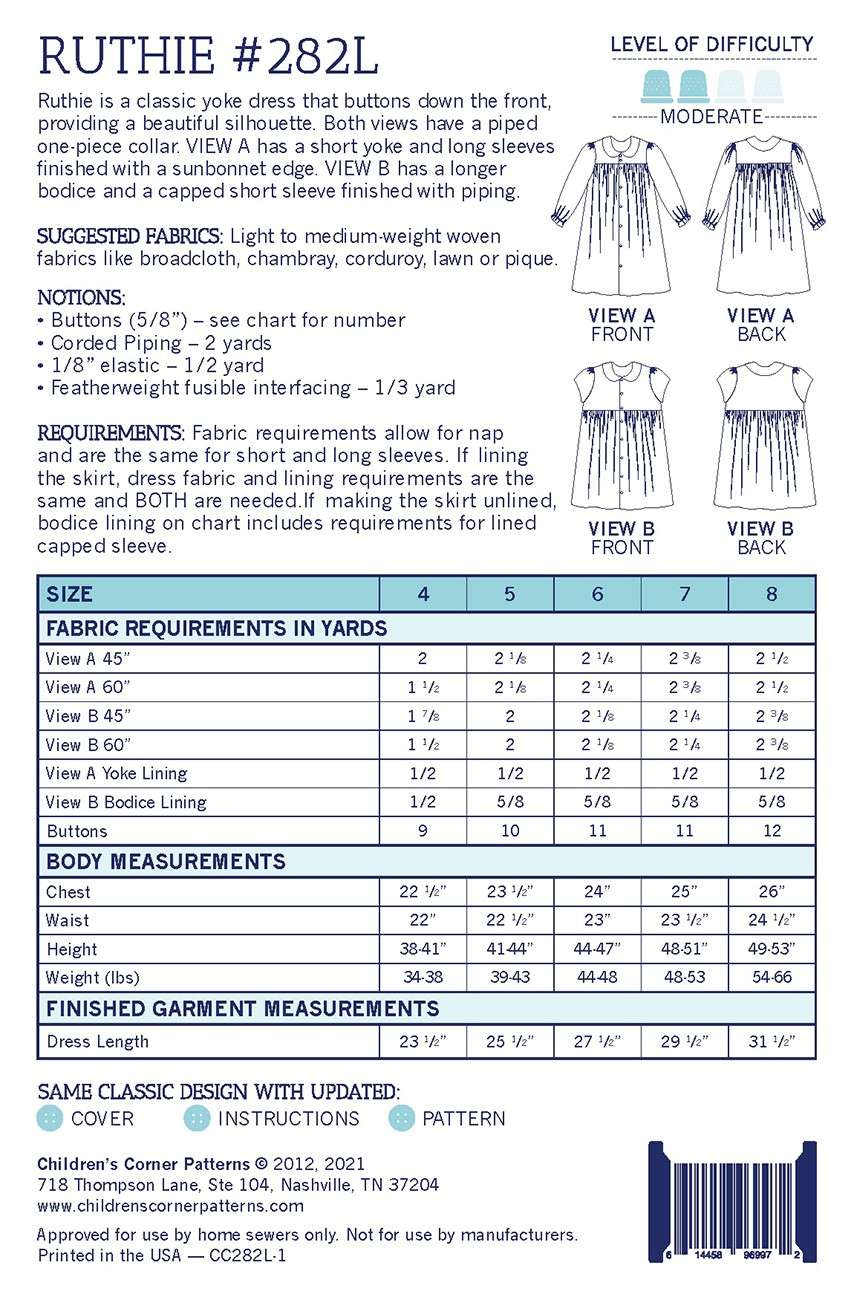 Ruthie Children's Dress Sizes 4 - 8: A Classic Choice!