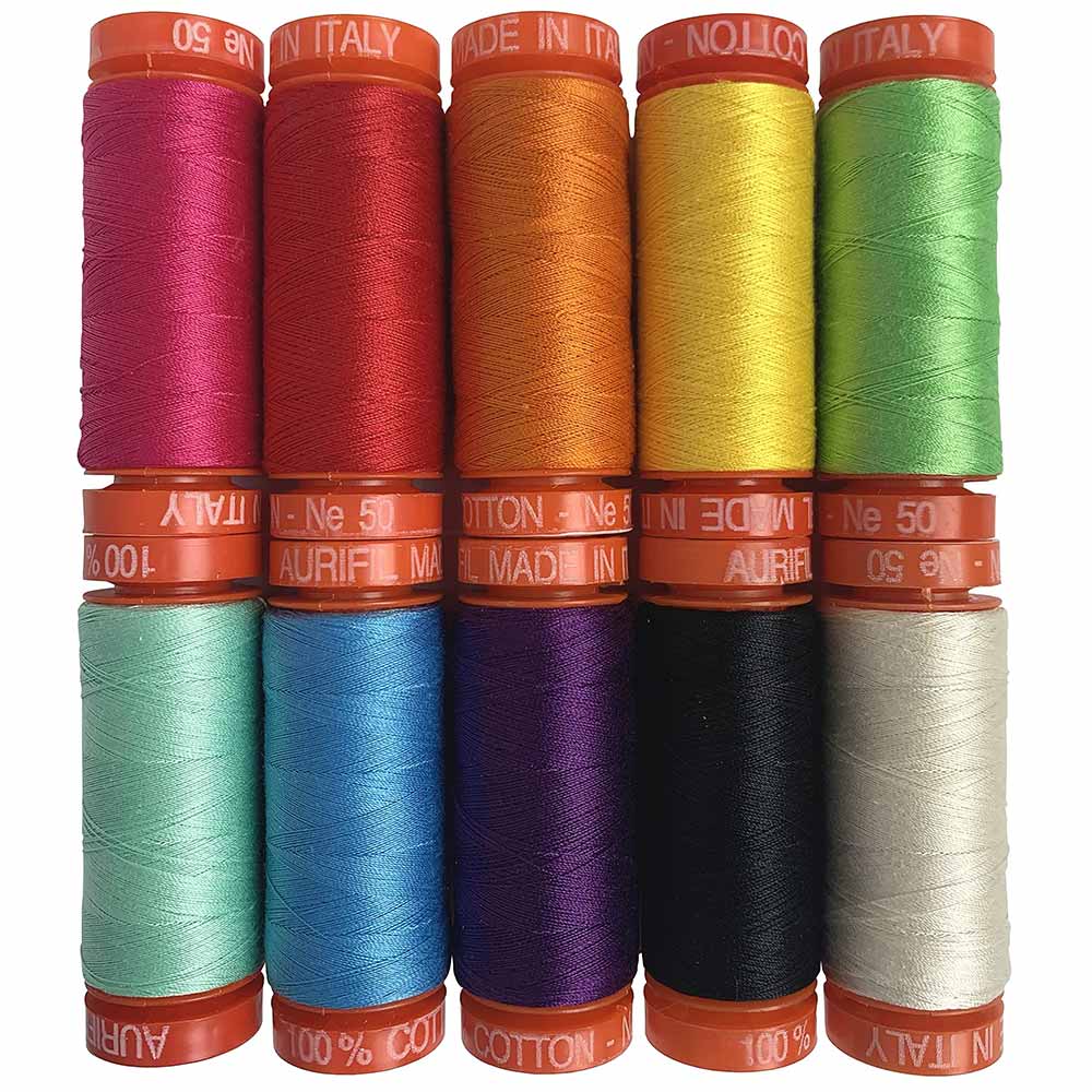 10 Delightful Small Spools of 50wt Cotton in Happy Colors