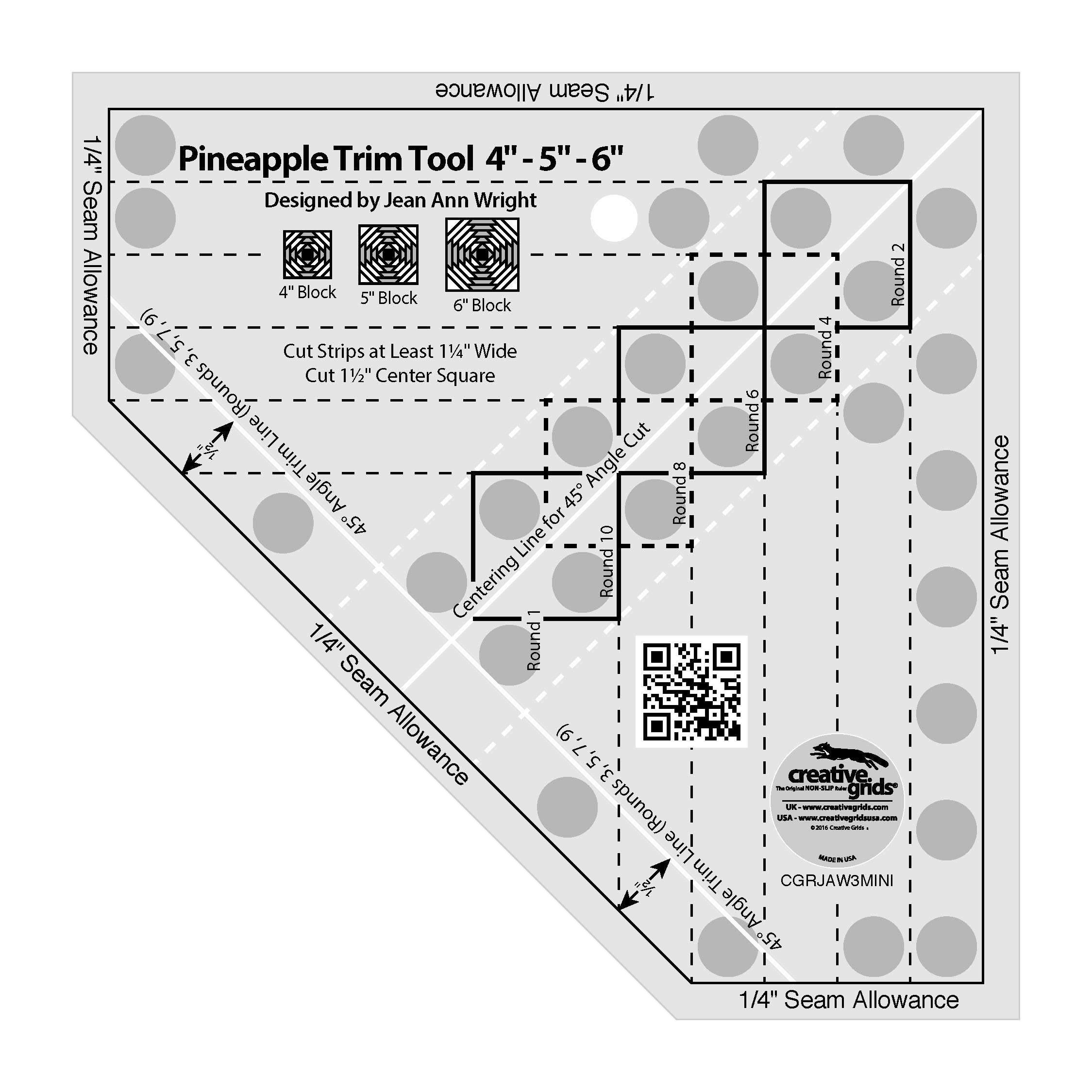 Creative Grids Mini Pineapple Trim Tool - Quilting Ruler