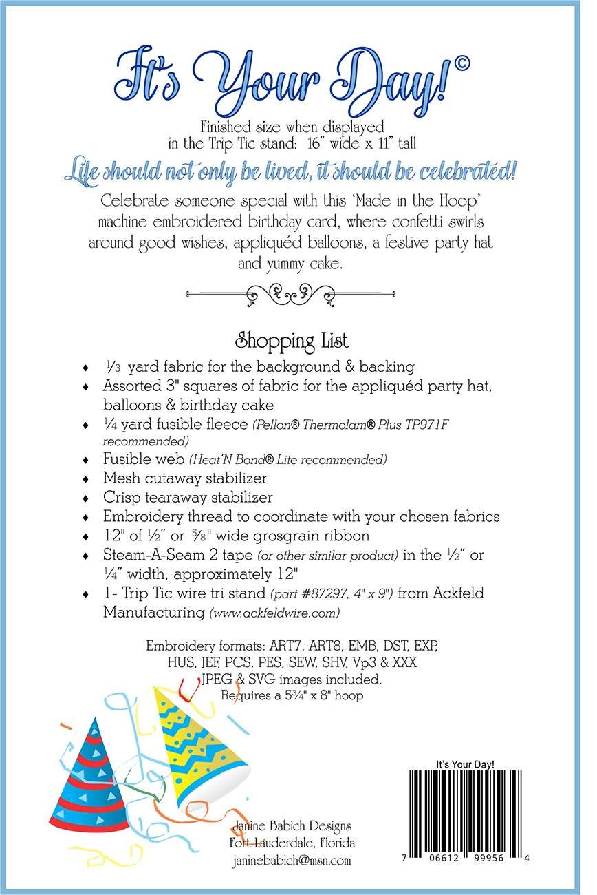 Janine Babich's Its Your Day Table Top Display Embroidery: A Magical Birthday Celebration