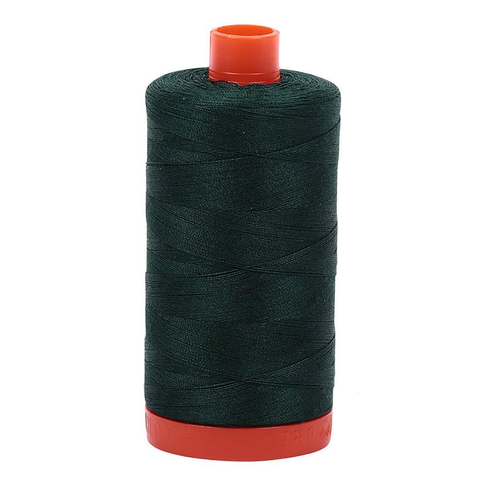 Stunning Forest Green 50wt Aurifil 100% Cotton Mako Thread - Large Spool with 1,422 Yards!