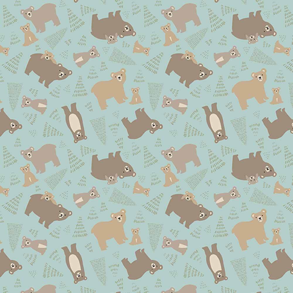 Riley Blake Flannel - Elmer & Eloise Bears Aqua Yardage: Cozy and Charming Fabric!