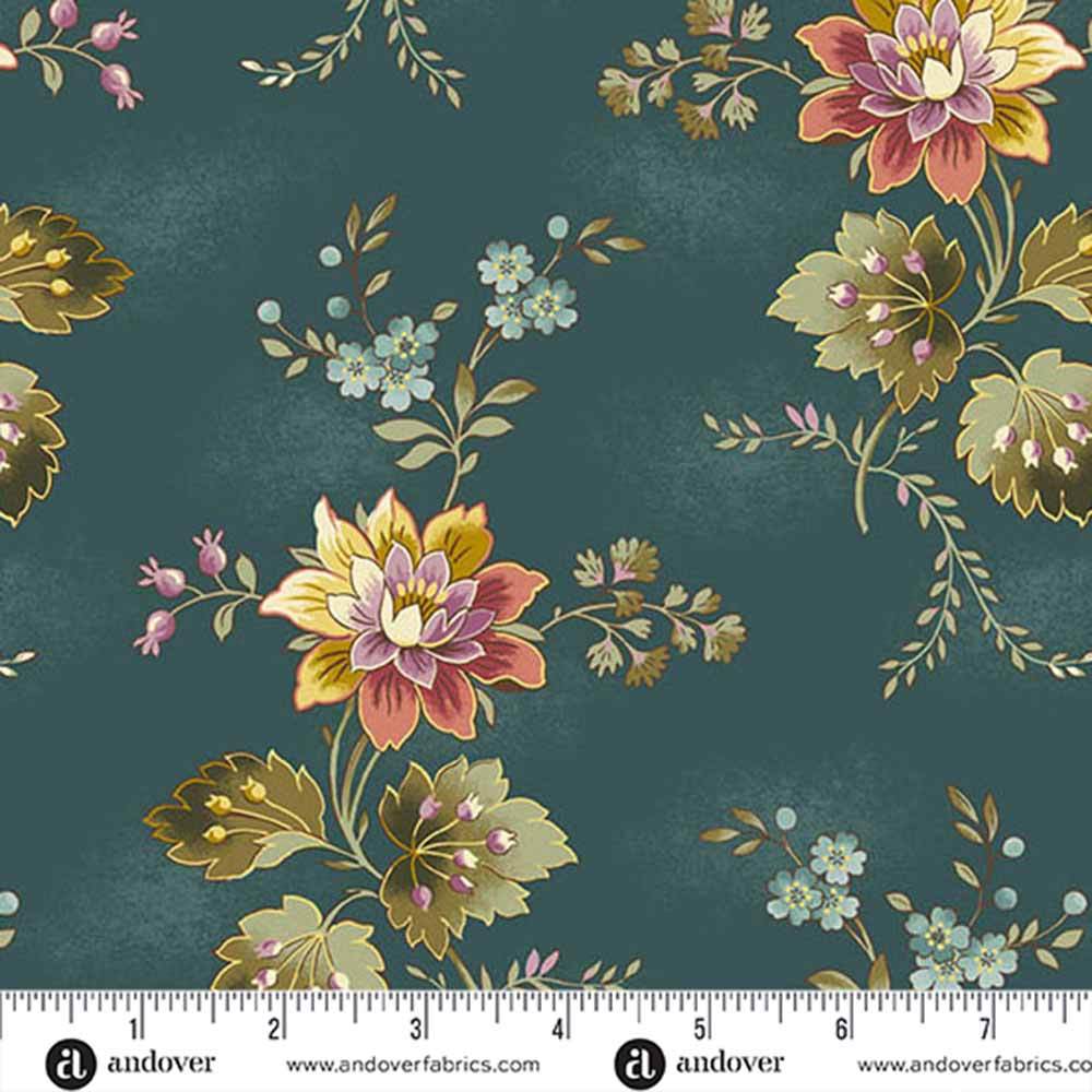 Andover Fabrics - Dahlia by Laundry Basket Quilts - Cardinal Flower - Dusk Yardage: Add Vintage Charm Now!