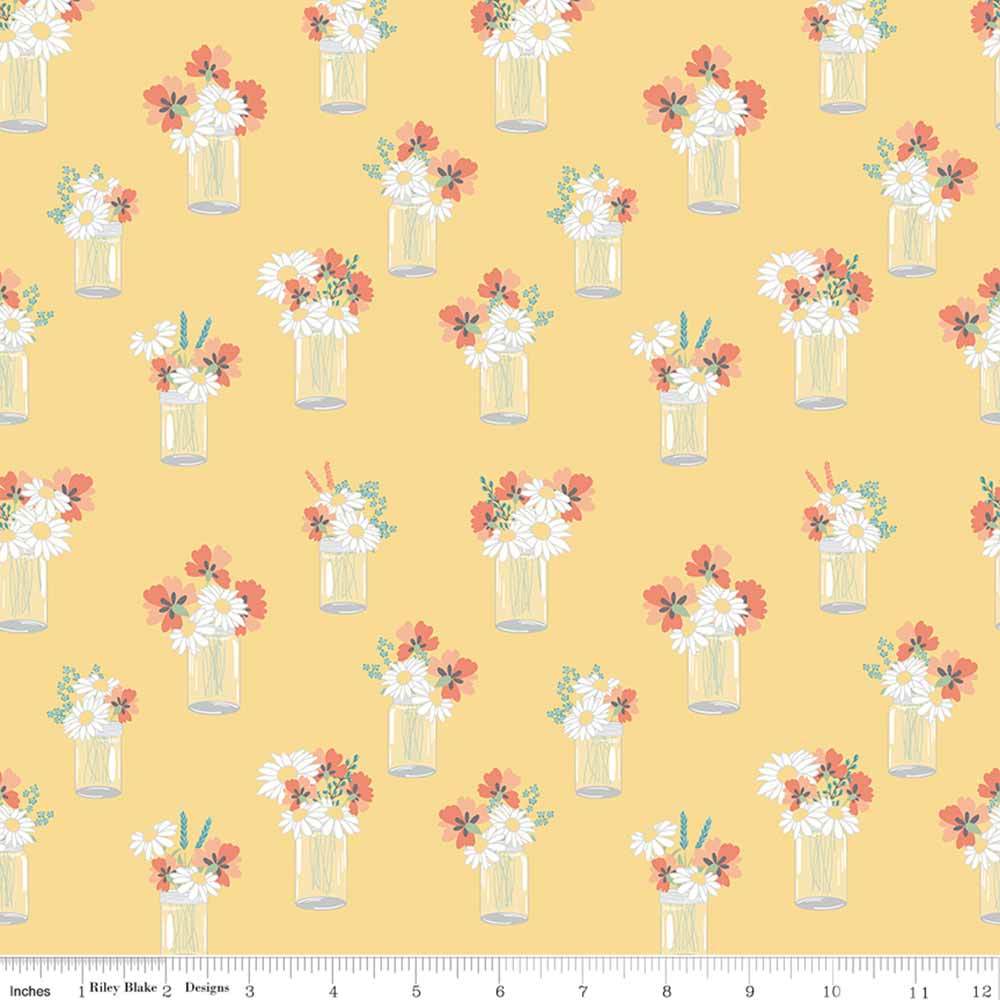 Riley Blake's Sunshine and Sweet Tea - Mason Jar Bouquets Sunshine Yardage: A Quilter's Delight!