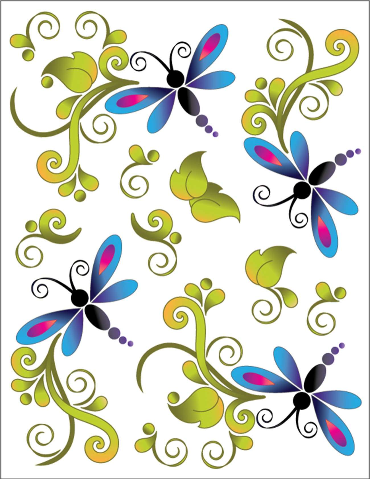 Tattoo Elementz Dragonfly Bliss Clear Printed Decals - A Touch of Magic